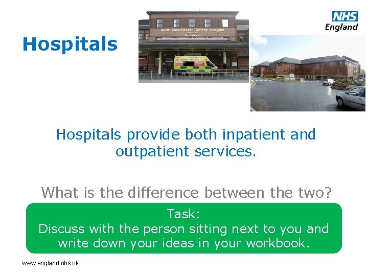 Hospitals provide both inpatient and outpatient services. What is the difference between the two?