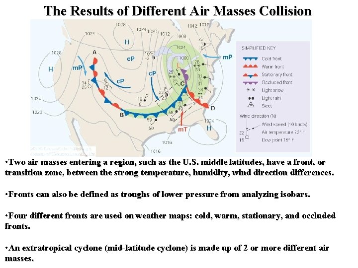 The Results of Different Air Masses Collision • Two air masses entering a region,