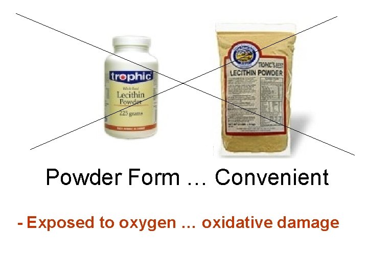 Powder Form … Convenient - Exposed to oxygen … oxidative damage 