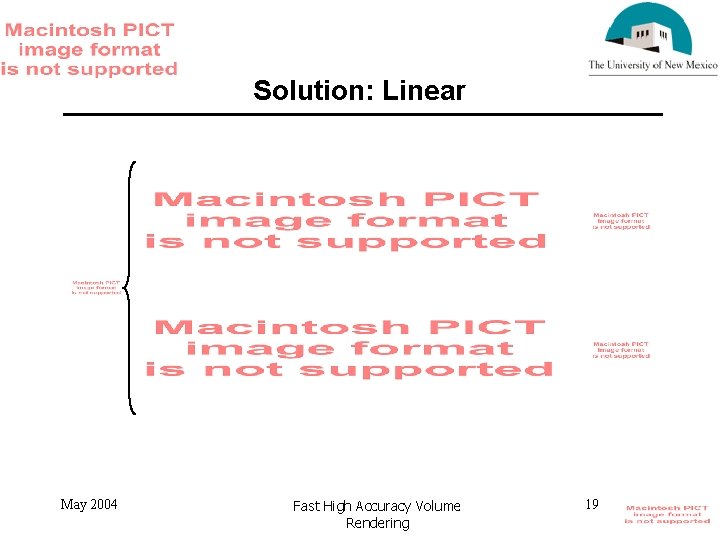 Solution: Linear May 2004 Fast High Accuracy Volume Rendering 19 