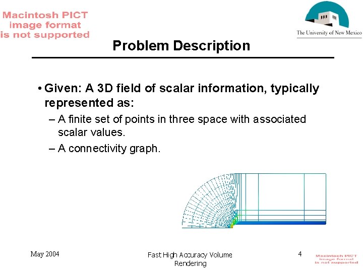 Problem Description • Given: A 3 D field of scalar information, typically represented as: