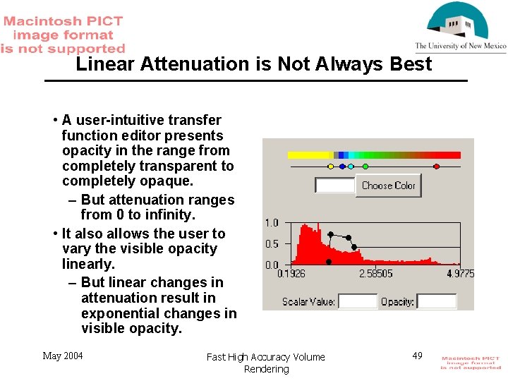 Linear Attenuation is Not Always Best • A user-intuitive transfer function editor presents opacity