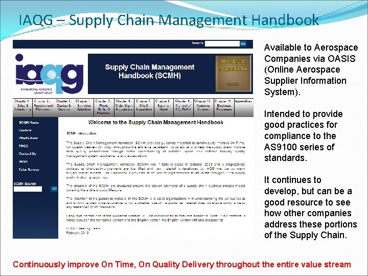 IAQG – Supply Chain Management Handbook Available to Aerospace Companies via OASIS (Online Aerospace