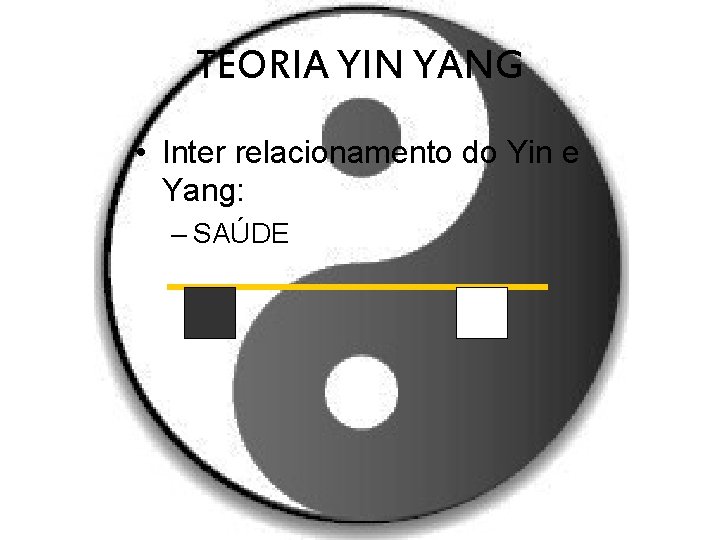 TEORIA YIN YANG • Inter relacionamento do Yin e Yang: – SAÚDE 