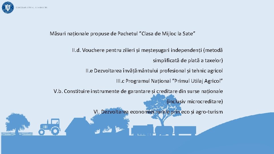 Măsuri naționale propuse de Pachetul ”Clasa de Mijloc la Sate” II. d. Vouchere pentru