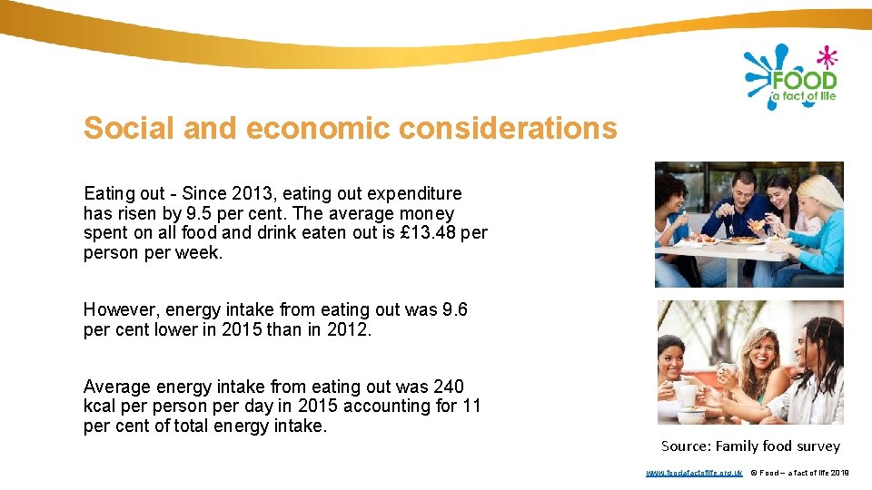 Social and economic considerations Eating out - Since 2013, eating out expenditure has risen
