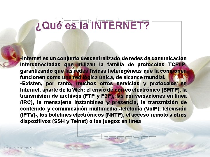 ¿Qué es la INTERNET? • Internet es un conjunto descentralizado de redes de comunicación
