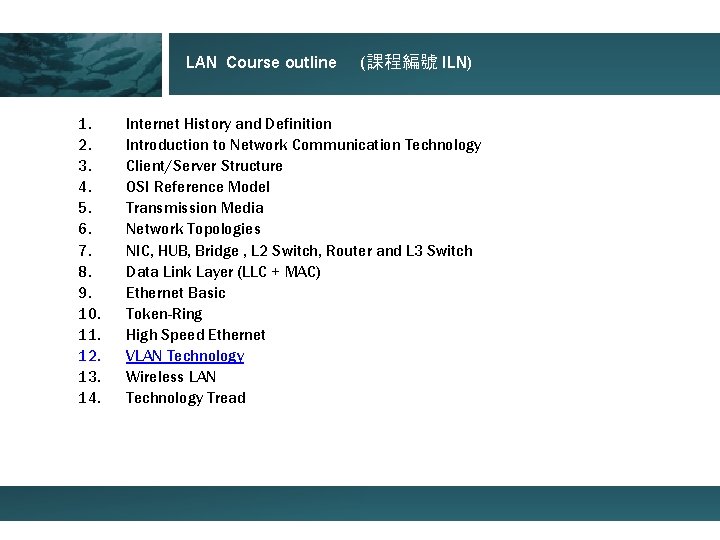 LAN Course outline 1. 2. 3. 4. 5. 6. 7. 8. 9. 10. 11.