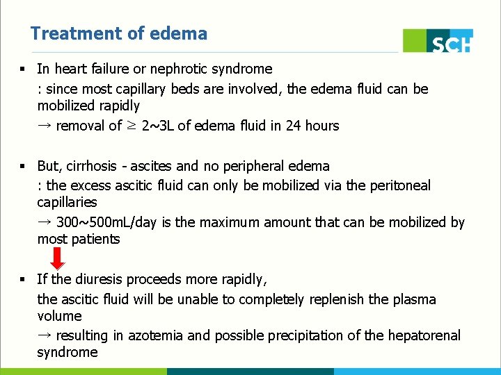 Treatment of edema § In heart failure or nephrotic syndrome : since most capillary