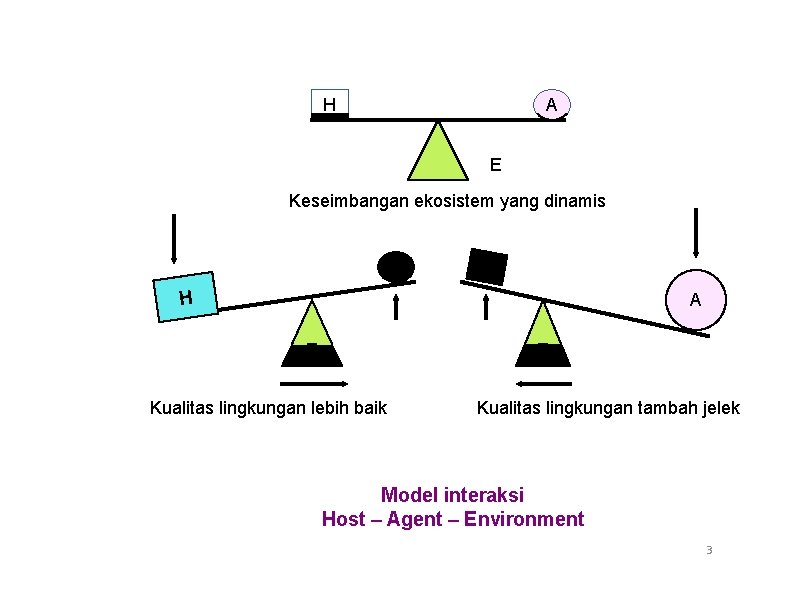 H A E Keseimbangan ekosistem yang dinamis A A E E Kualitas lingkungan lebih