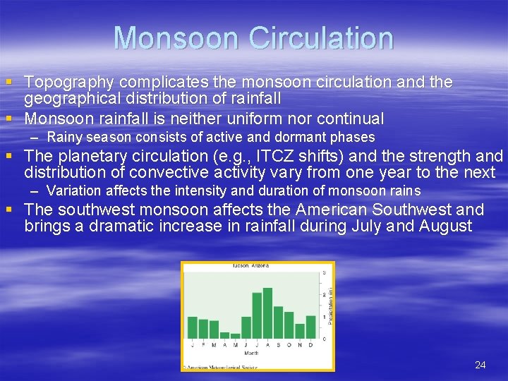 Monsoon Circulation § Topography complicates the monsoon circulation and the geographical distribution of rainfall