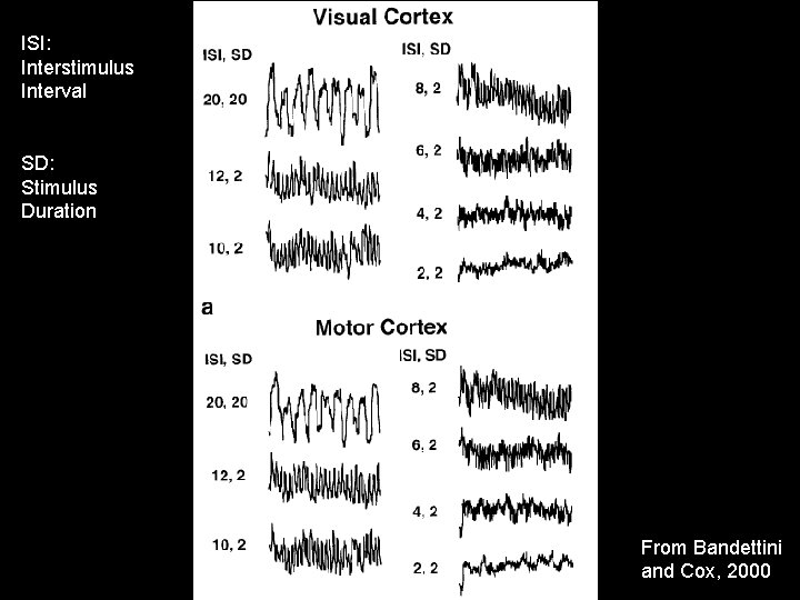 ISI: Interstimulus Interval SD: Stimulus Duration From Bandettini and Cox, 2000 