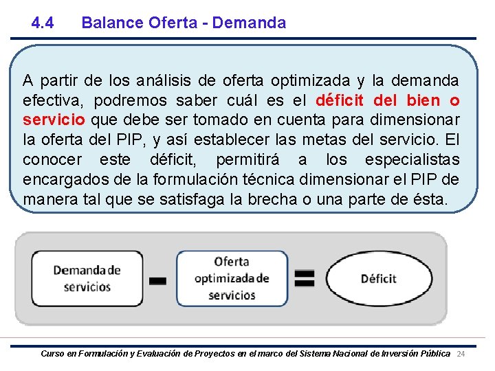 4. 4 Balance Oferta - Demanda A partir de los análisis de oferta optimizada