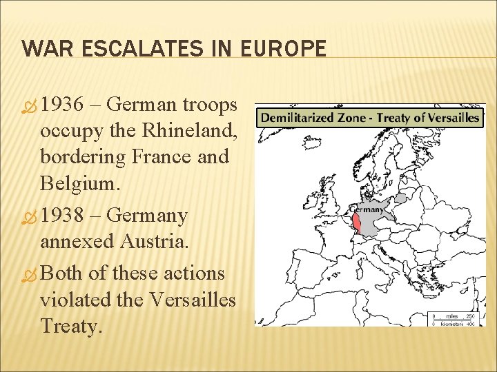 WAR ESCALATES IN EUROPE 1936 – German troops occupy the Rhineland, bordering France and