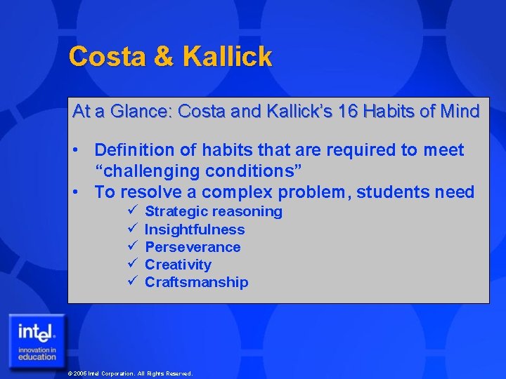 Costa & Kallick At a Glance: Costa and Kallick’s 16 Habits of Mind •