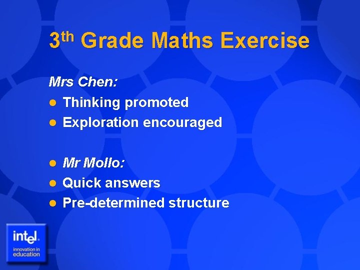 3 th Grade Maths Exercise Mrs Chen: l Thinking promoted l Exploration encouraged Mr