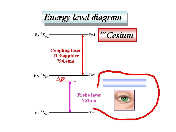 Energy level diagram F=4 133 Coupling laser Ti : Sapphire 794. 4 nm F=5