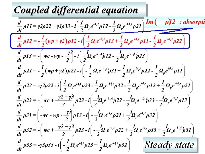 Coupled differential equation Steady state 