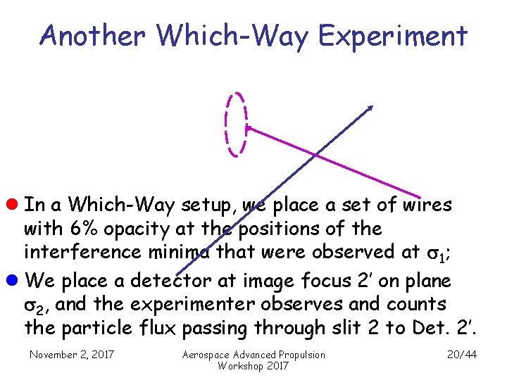 Another Which-Way Experiment l In a Which-Way setup, we place a set of wires