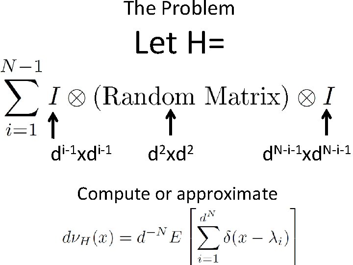 The Problem Let H= di-1 xdi-1 d 2 xd 2 d. N-i-1 xd. N-i-1