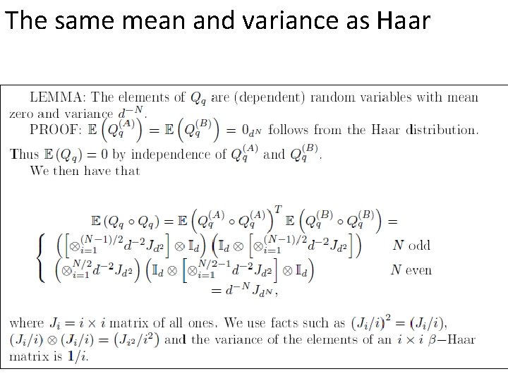 The same mean and variance as Haar 