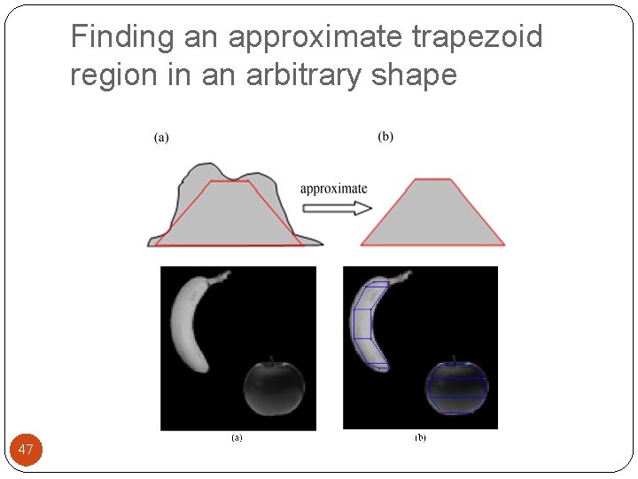 Finding an approximate trapezoid region in an arbitrary shape 47 