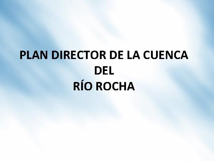 PLAN DIRECTOR DE LA CUENCA DEL RÍO ROCHA 