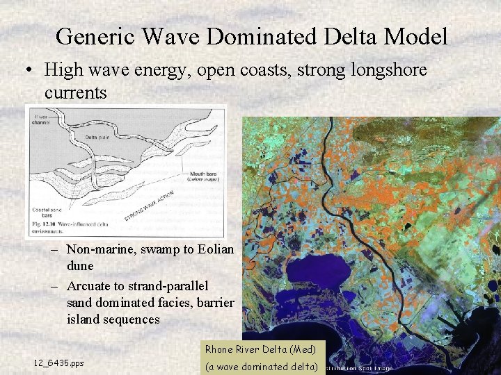 Generic Wave Dominated Delta Model • High wave energy, open coasts, strong longshore currents Generic Wave Dominated Delta Model • High wave energy, open coasts, strong longshore currents
