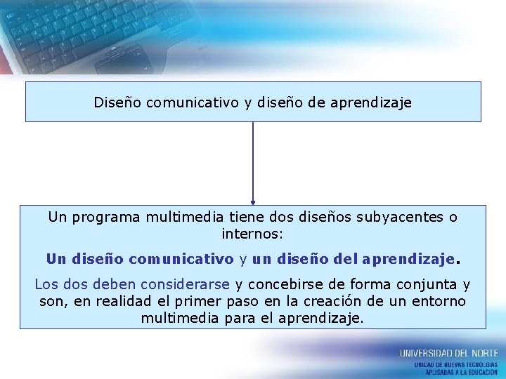 Diseño comunicativo y diseño de aprendizaje Un programa multimedia tiene dos diseños subyacentes o