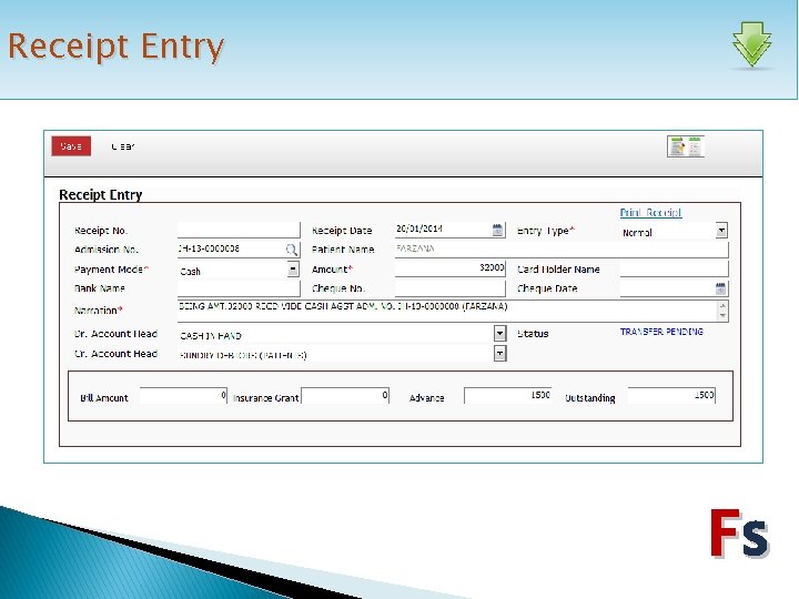 Receipt Entry Fs 