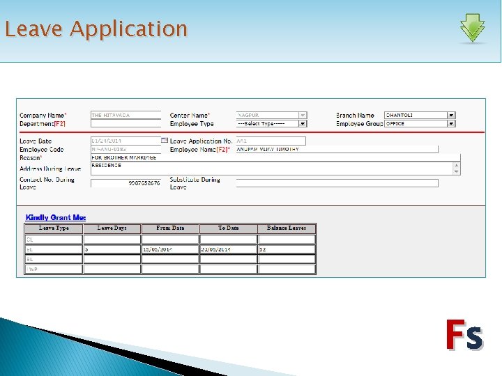 Leave Application Fs 