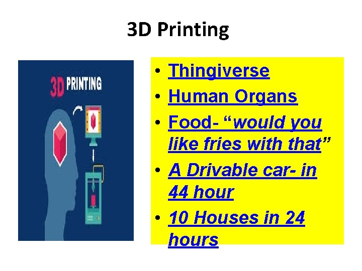 3 D Printing • Thingiverse • Human Organs • Food- “would you like fries 3 D Printing • Thingiverse • Human Organs • Food- “would you like fries