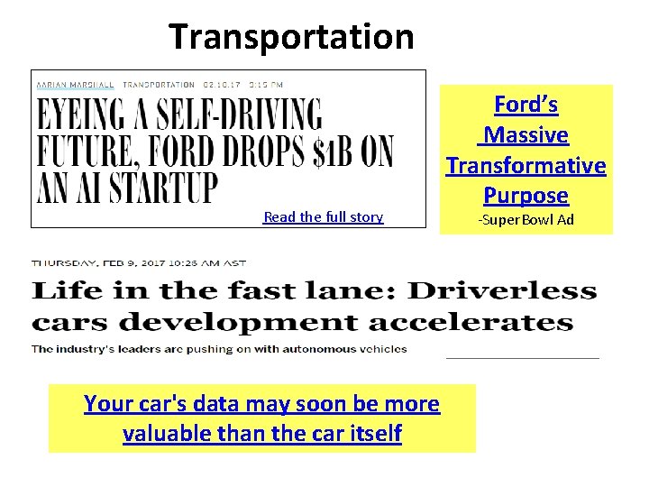 Transportation Read the full story Your car's data may soon be more valuable than Transportation Read the full story Your car's data may soon be more valuable than