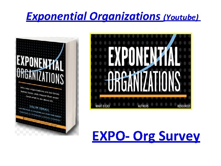 Exponential Organizations (Youtube) EXPO- Org Survey Exponential Organizations (Youtube) EXPO- Org Survey
