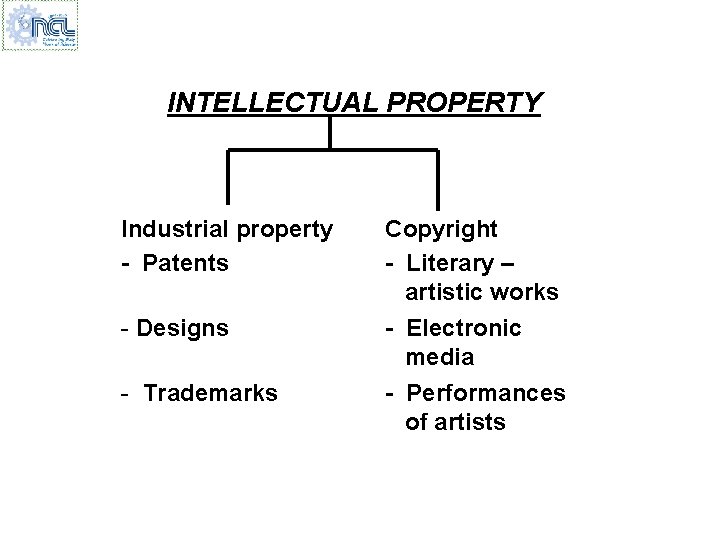 INTELLECTUAL PROPERTY Industrial property - Patents - Designs - Trademarks Copyright - Literary –