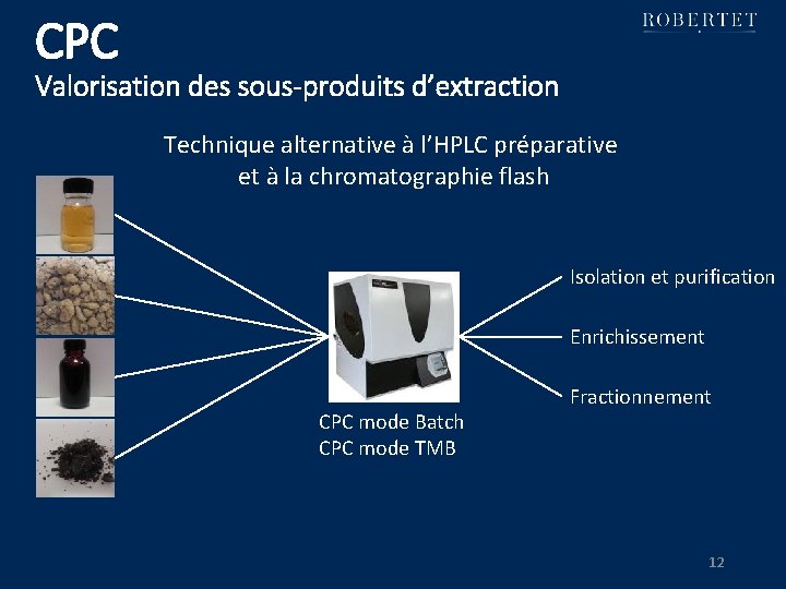 CPC Valorisation des sous-produits d’extraction Technique alternative à l’HPLC préparative et à la chromatographie
