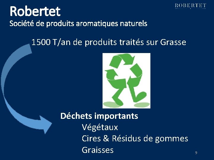 Robertet Société de produits aromatiques naturels 1500 T/an de produits traités sur Grasse Déchets