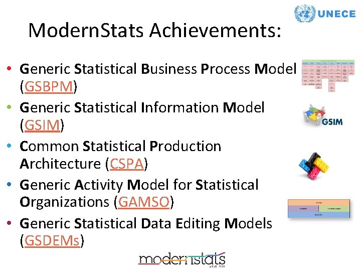 Modern. Stats Achievements: • Generic Statistical Business Process Model (GSBPM) • Generic Statistical Information