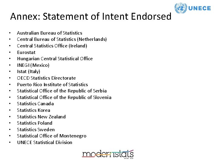 Annex: Statement of Intent Endorsed • • • • • Australian Bureau of Statistics