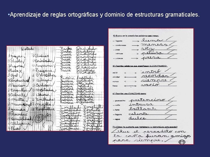  • Aprendizaje de reglas ortográficas y dominio de estructuras gramaticales. 