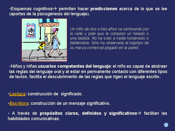 • Esquemas cognitivos permiten hacer predicciones acerca de lo que se lee (aportes