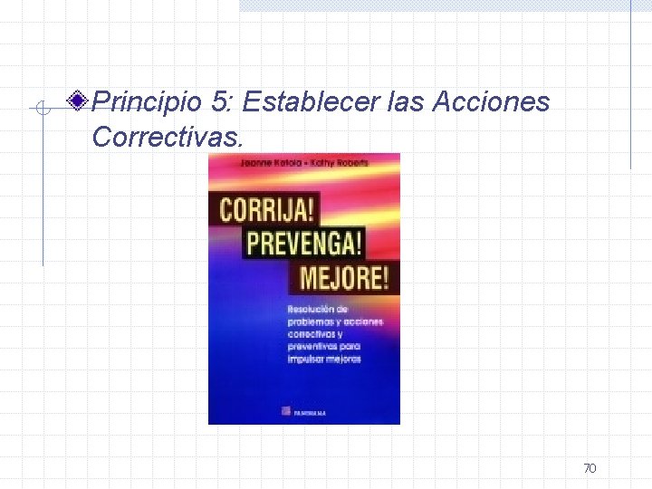 Principio 5: Establecer las Acciones Correctivas. 70 