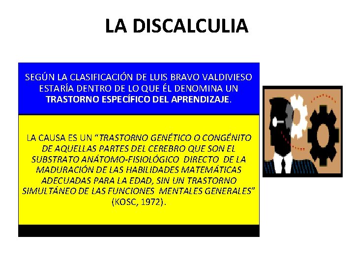 LA DISCALCULIA SEGÚN LA CLASIFICACIÓN DE LUIS BRAVO VALDIVIESO ESTARÍA DENTRO DE LO QUE