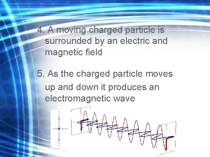 4. A moving charged particle is surrounded by an electric and magnetic field 5.