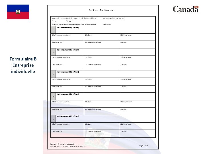 Formulaire B Entreprise individuelle 