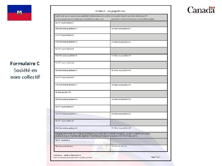 Formulaire C Société en nom collectif 