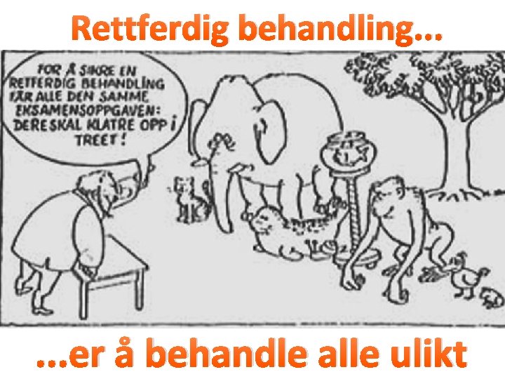Rettferdig behandling. . . er å behandle alle ulikt Rettferdig behandling. . . er å behandle alle ulikt