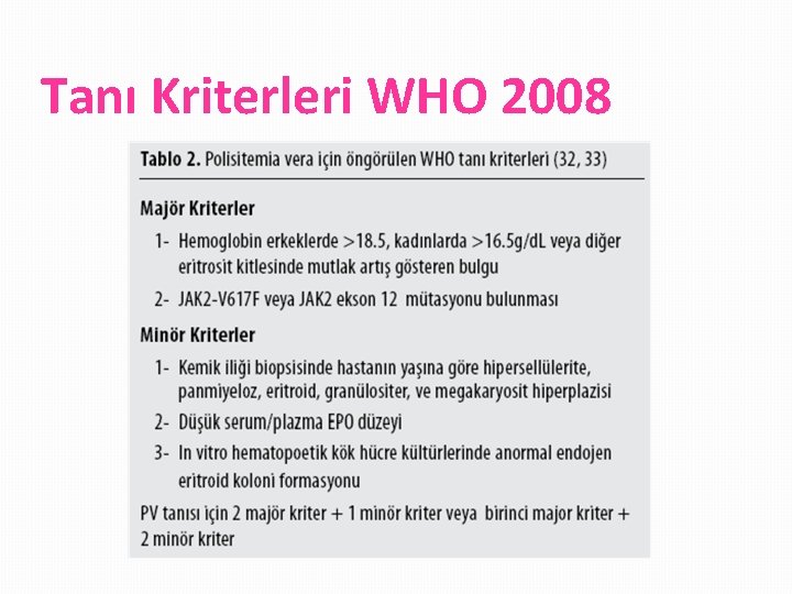 Tanı Kriterleri WHO 2008 