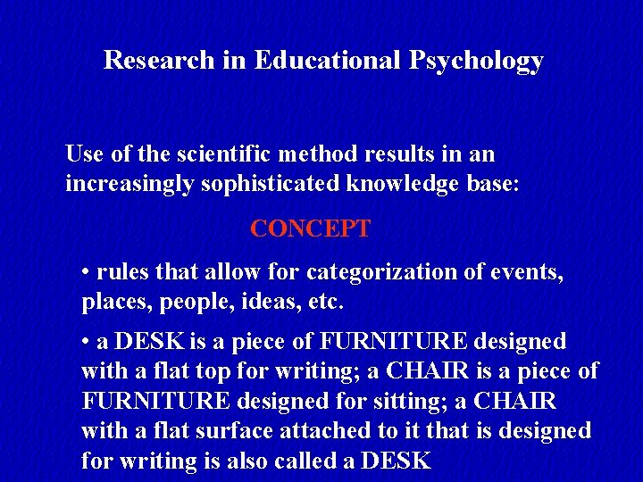 Research in Educational Psychology Use of the scientific method results in an increasingly sophisticated