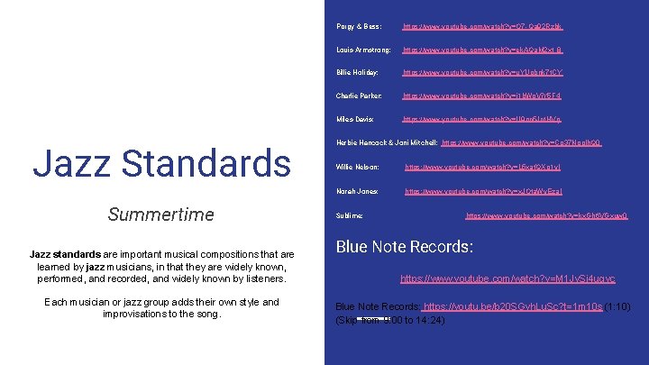 Jazz Standards Summertime Jazz standards are important musical compositions that are learned by jazz Jazz Standards Summertime Jazz standards are important musical compositions that are learned by jazz
